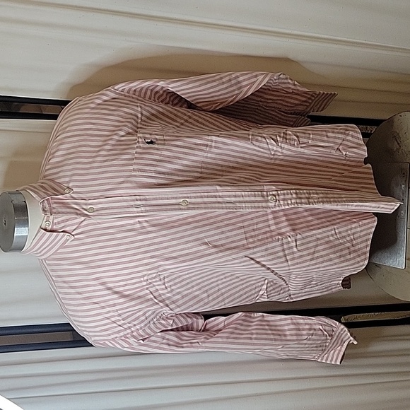 Polo Ralph Lauren Other - Polo Ralph Lauren Big Shirt 100%‎ Cotton, Cream with Mdm Pink Stripes, Size L